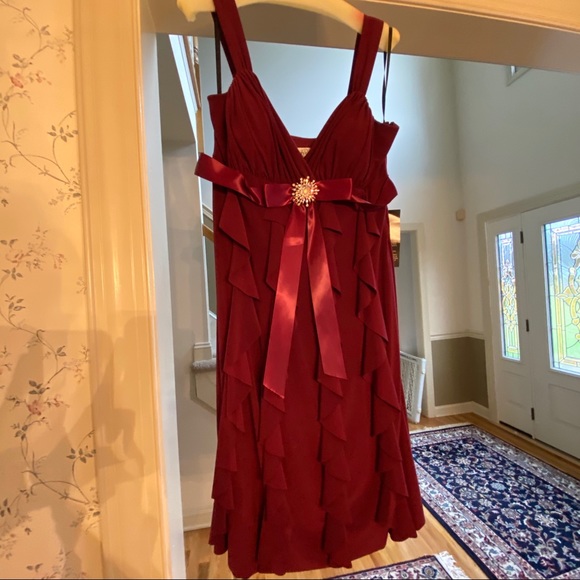 NWT Burgundy Ruffle Dress - Picture 1 of 4